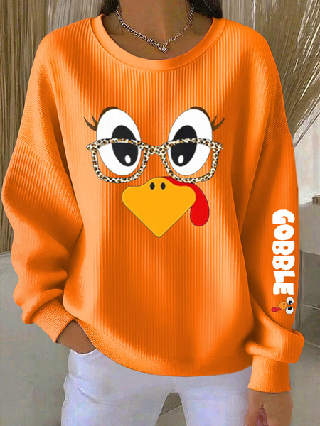 

Casual Crew Neck Turkey Sweatshirt, Orange, Hoodies & Sweatshirts