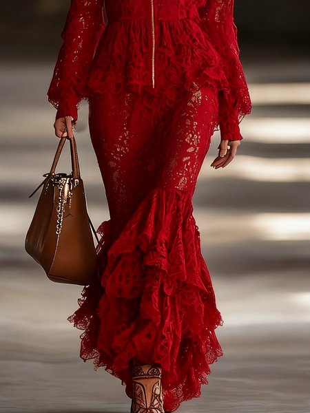 Elegant Folds Plain Midi Skirt