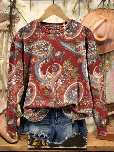 

Women Floral Crew Neck Printing Casual Spring/Fall Long Sleeve Sweatshirt, Red, Sweatshirts & Hoodies