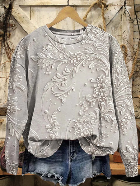 

Women Floral Crew Neck Printing Casual Spring/Fall Long Sleeve Sweatshirt, Gray, Sweatshirts & Hoodies