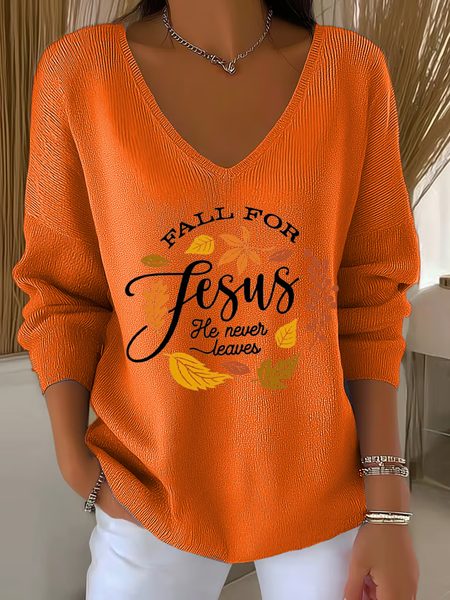 Women Text Letters Long Sleeve Tee T-shirt V Neck Printing Casual Spring/Fall Top