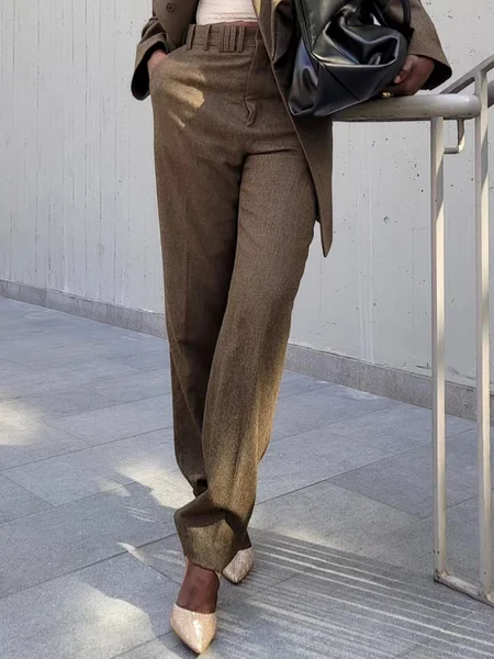

Urban Plain Straight Pants, Brown, Pants