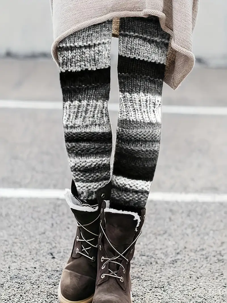 

Women Multicolor Block Casual All Season Printing Long Leggings, Black-grey, Leggings