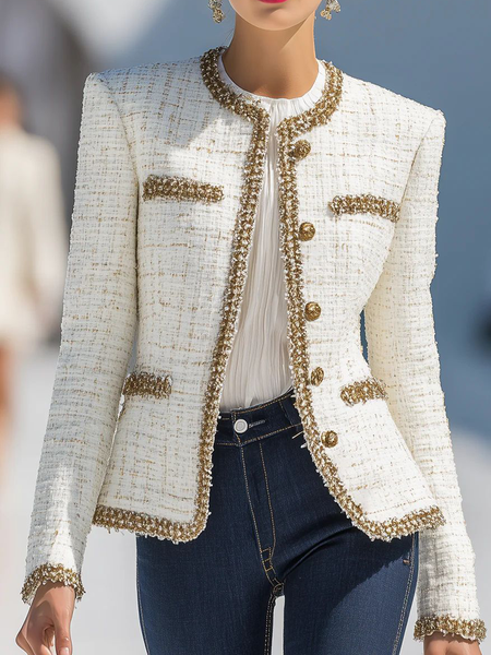 

Urban Color Block Crew Neck Jacket, Off white, Jackets