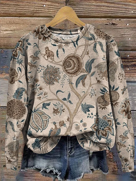 

Women Floral Crew Neck Printing Casual Spring/Fall Long Sleeve Sweatshirt, Gray, Sweatshirts & Hoodies