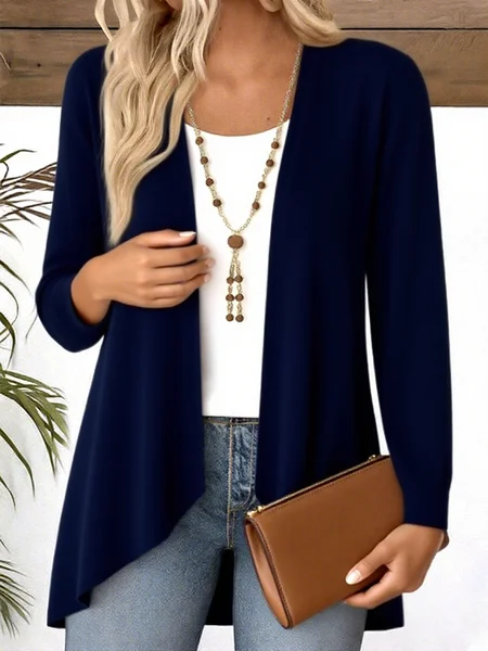 

V Neck Casual Blouse, Navyblue, Sweaters & Cardigans