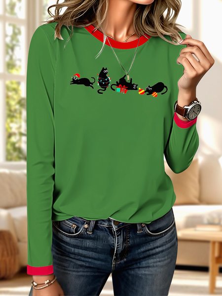 

Vintage Animal Crew Neck Long Sleeve T-shirt, Green, T-shirts