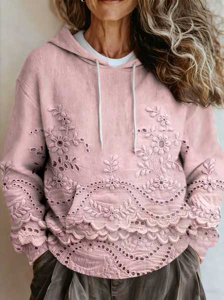 Women Floral Long Sleeve Comfy Vintage Sweater