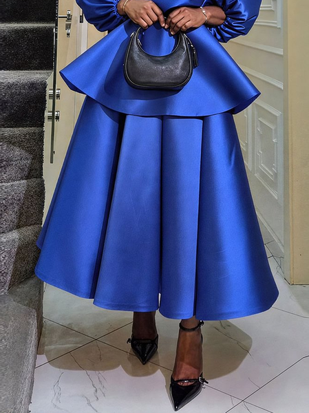

Urban Plain Knee Length Skirt, Blue, Skirts