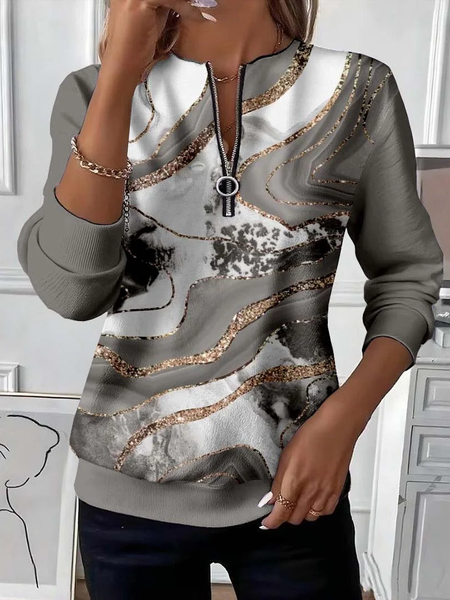 

Women Abstract Crew Neck Printing Casual Spring/Fall Long Sleeve Sweatshirt, Gray, Sweatshirts & Hoodies