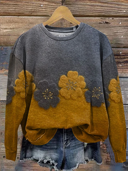 

Women Floral Crew Neck Printing Casual Spring/Fall Long Sleeve Sweatshirt, As picture, Sweatshirts & Hoodies