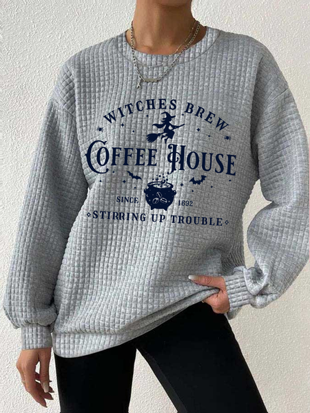 

Casual Crew Neck Halloween Sweatshirt, Light gray, Hoodies & Sweatshirts