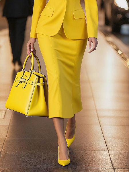 

Urban Plain Midi Skirt, Yellow, Skirts
