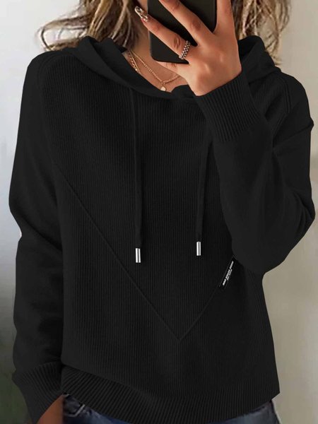 

Hoodie Plain Loose Street Sweater, Black, Sweaters & Cardigans