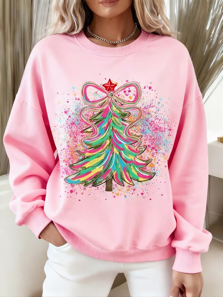 

Women Christmas Crew Neck Printing Casual Spring/Fall Long Sleeve Sweatshirt, Pink, Sweatshirts & Hoodies