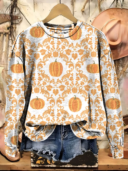 

Women Floral Crew Neck Printing Casual Spring/Fall Long Sleeve Sweatshirt, White, Sweatshirts & Hoodies