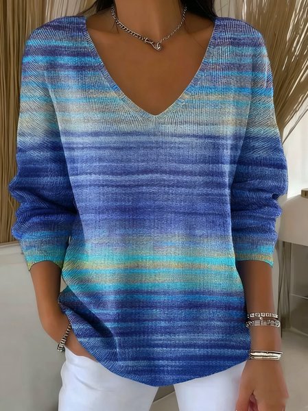 

Women Cotton Ombre Long Sleeve Comfy Casual Sweater, As picture, Sweaters