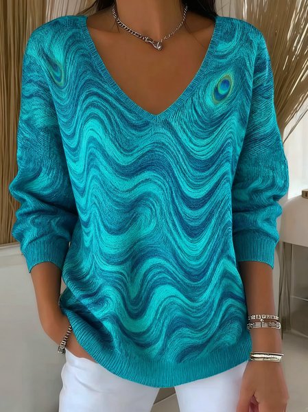 

Women Cotton Ombre Long Sleeve Comfy Casual Sweater, As picture, Sweaters