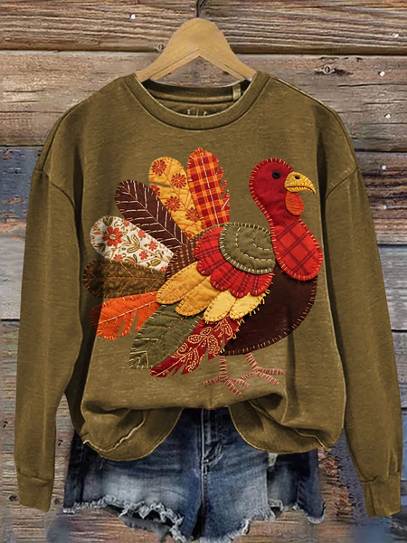 

Women Turkey Crew Neck Printing Casual Spring/Fall Long Sleeve Sweatshirt, Tan, Sweatshirts & Hoodies