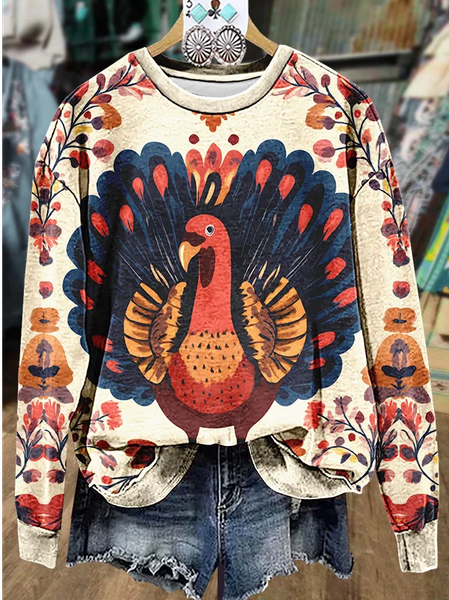 

Women Turkey Crew Neck Printing Casual Spring/Fall Long Sleeve Sweatshirt, Apricot, Sweatshirts & Hoodies