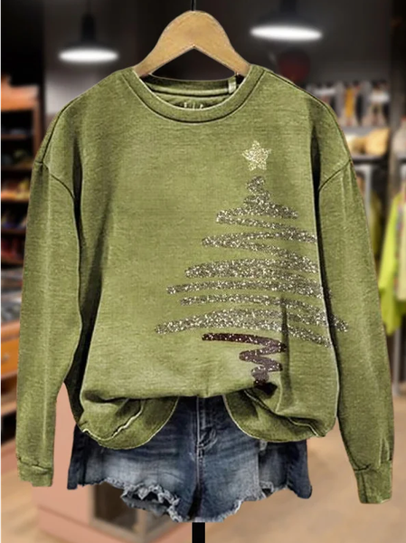 

Women Christmas Crew Neck Printing Casual Spring/Fall Long Sleeve Sweatshirt, Green, Sweatshirts & Hoodies