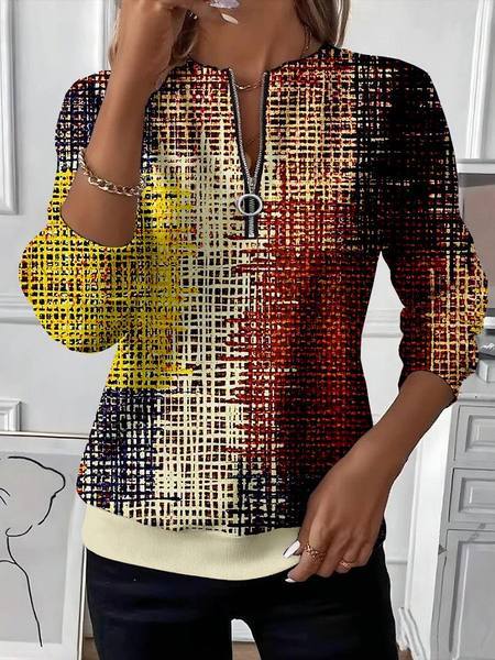

Women Abstract Crew Neck Printing Casual Spring/Fall Long Sleeve Sweatshirt, As picture, Sweatshirts & Hoodies