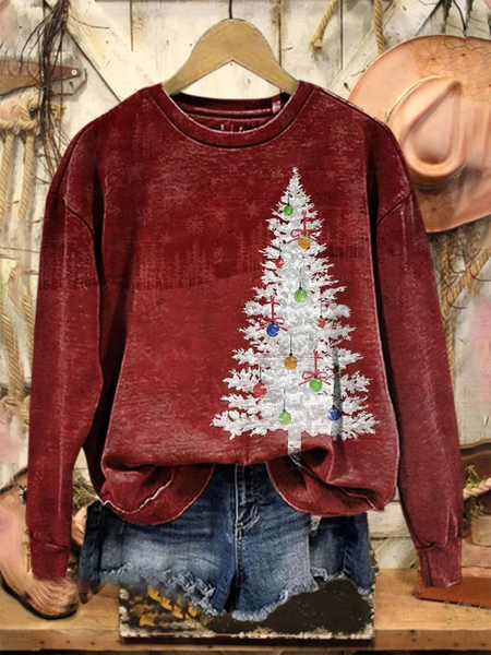 

Casual Crew Neck Christmas Tree Sweatshirt Printing, Red, Hoodies & Sweatshirts