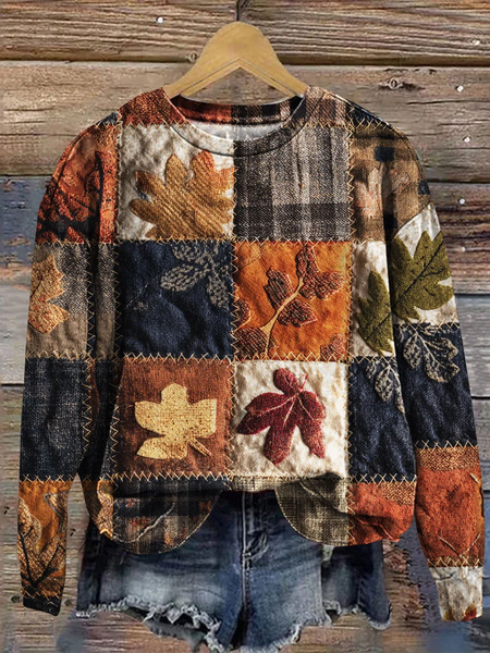 

Women Maple Leaf Crew Neck Printing Casual Spring/Fall Long Sleeve Sweatshirt, As picture, Sweatshirts & Hoodies