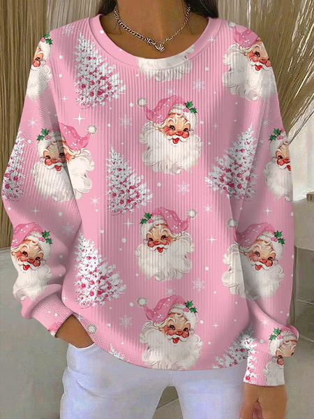 

Women Santa Claus Crew Neck Printing Casual Spring/Fall Long Sleeve Sweatshirt, Pink, Sweatshirts & Hoodies