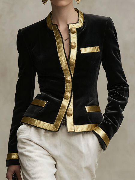 Urban Color Block Crew Neck Jacket