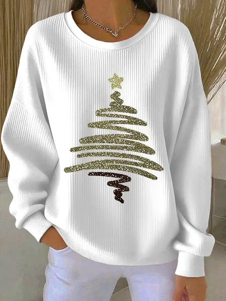 

Women Christmas Crew Neck Printing Casual Spring/Fall Long Sleeve Sweatshirt, White, Sweatshirts & Hoodies