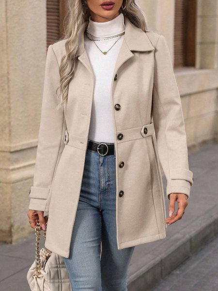 

Shawl Collar Plain Regular Fit Casual Jacket, Apricot, Outerwear