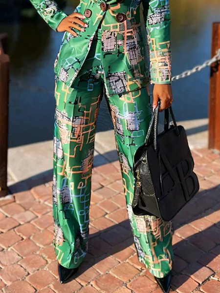 Urban Abstract Printing Straight Pants