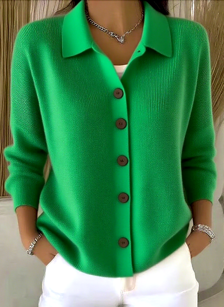 

Women Plain Long Sleeve Shawl Collar Casual Spring/Fall Cardigan Outerwear, Green, Cardigans
