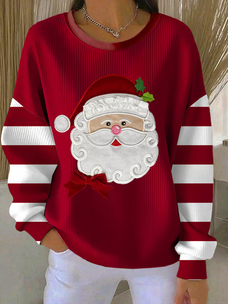 

Women Striped Crew Neck Printing Casual Spring/Fall Long Sleeve Sweatshirt, Red, Sweatshirts & Hoodies