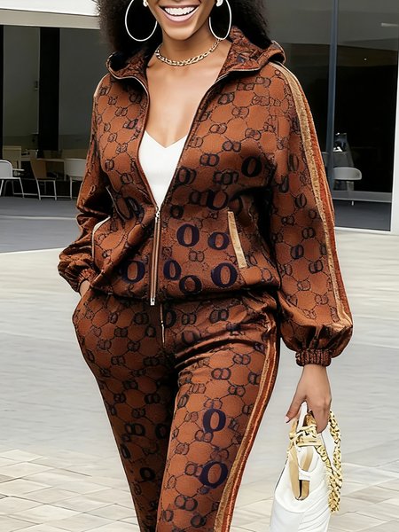 

Casual Printing Letter Pattern Hoodie Jacket, As picture, Jackets
