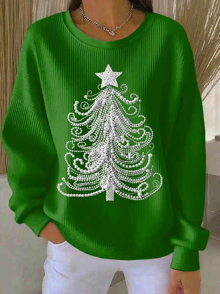 

Women Christmas Crew Neck Printing Casual Spring/Fall Long Sleeve Sweatshirt, Green, Sweatshirts & Hoodies
