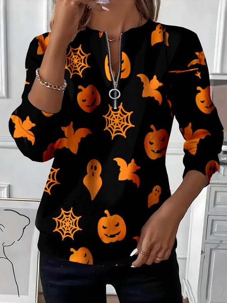 

Women Halloween Crew Neck Printing Casual Spring/Fall Long Sleeve Sweatshirt, Black, Sweatshirts & Hoodies