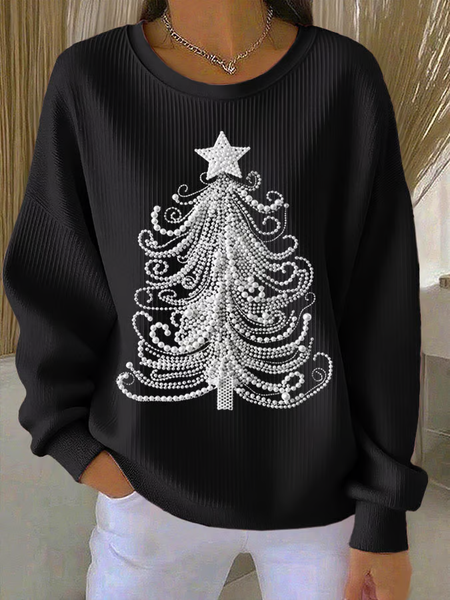 

Women Christmas Crew Neck Printing Casual Spring/Fall Long Sleeve Sweatshirt, Black, Sweatshirts & Hoodies
