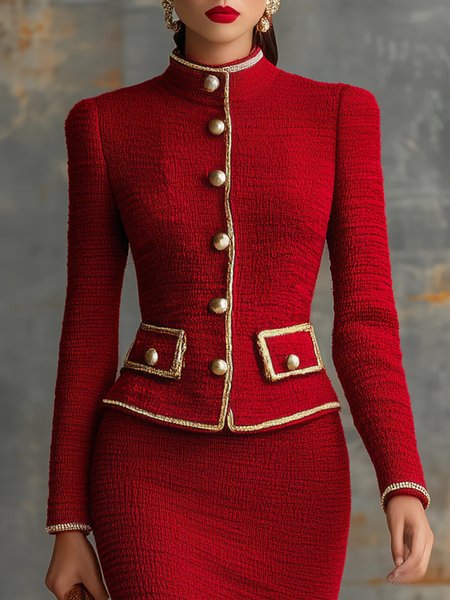 Elegant Color Block Webbing Mock Neck Sweater Cardigan