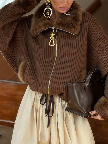 

Casual Plain Split Joint Shawl Collar Dolman Sleeve Sweater Cardigan, Brown, Cardigans