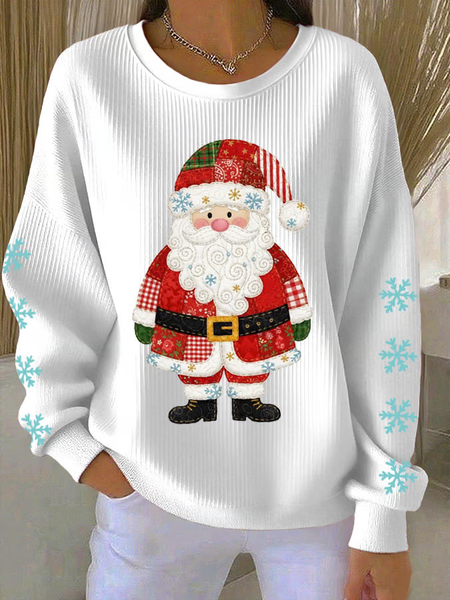 

Women Santa Claus Crew Neck Printing Casual Spring/Fall Long Sleeve Sweatshirt, White, Sweatshirts & Hoodies