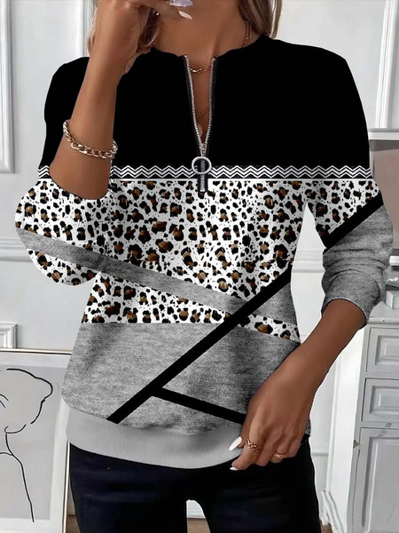 

Women Abstract Crew Neck Printing Casual Spring/Fall Long Sleeve Sweatshirt, Black-grey, Sweatshirts & Hoodies