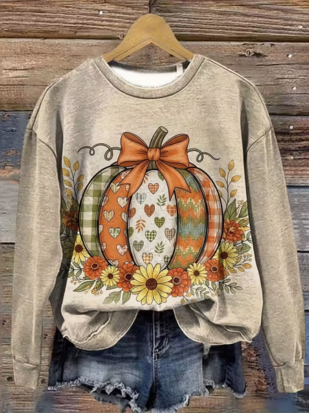 

Women Floral Crew Neck Printing Casual Spring/Fall Long Sleeve Sweatshirt, Khaki, Sweatshirts & Hoodies