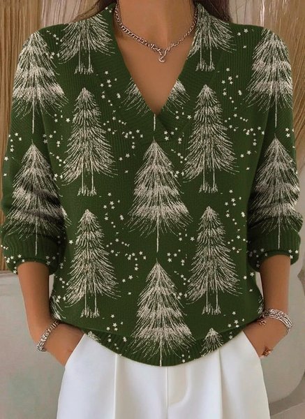 

Women Santa Claus Long Sleeve Comfy Vintage Sweater, Army green, Sweaters