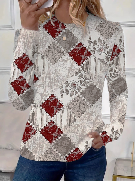 

Women Floral Long Sleeve Tee T-shirt Crew Neck Printing Casual Spring/Fall Graphic Tee Top, White, T-Shirts