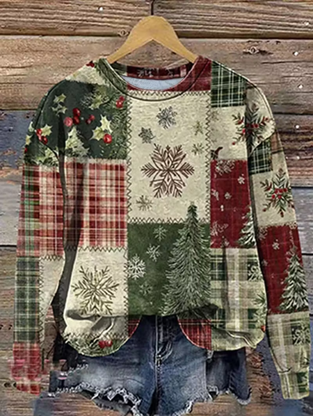 

Women Christmas Crew Neck Printing Casual Spring/Fall Long Sleeve Sweatshirt, As picture, Sweatshirts & Hoodies