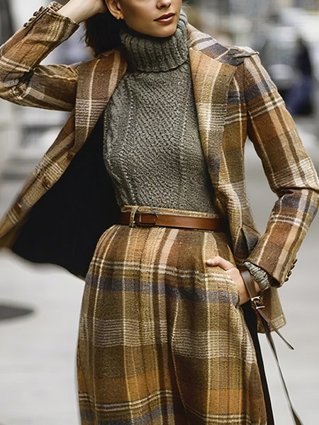 Urban  Printing Plaid Lapel Collar Blazer