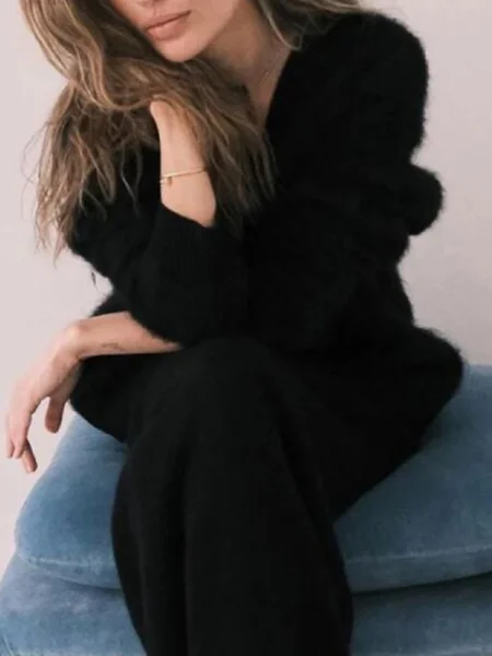 

Women Plain Spring/Fall Cover-up Vintage Split Joint Lightweight Cardigan, Black, Sweaters