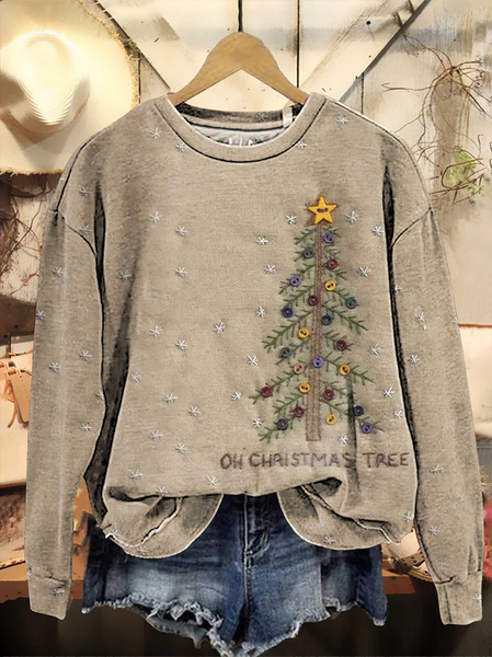 

Women Christmas Crew Neck Printing Casual Spring/Fall Long Sleeve Sweatshirt, Khaki, Sweatshirts & Hoodies